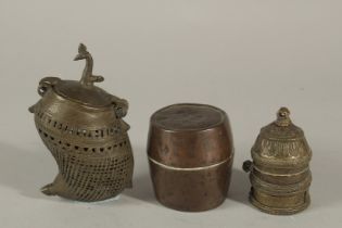 THREE 19TH CENTURY INDIAN LIME PATES CONTAINERS, (3).