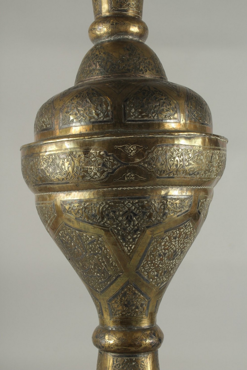 A VERY LARGE SILVER INLAID BRASS VASE, 89cm high. - Image 6 of 7