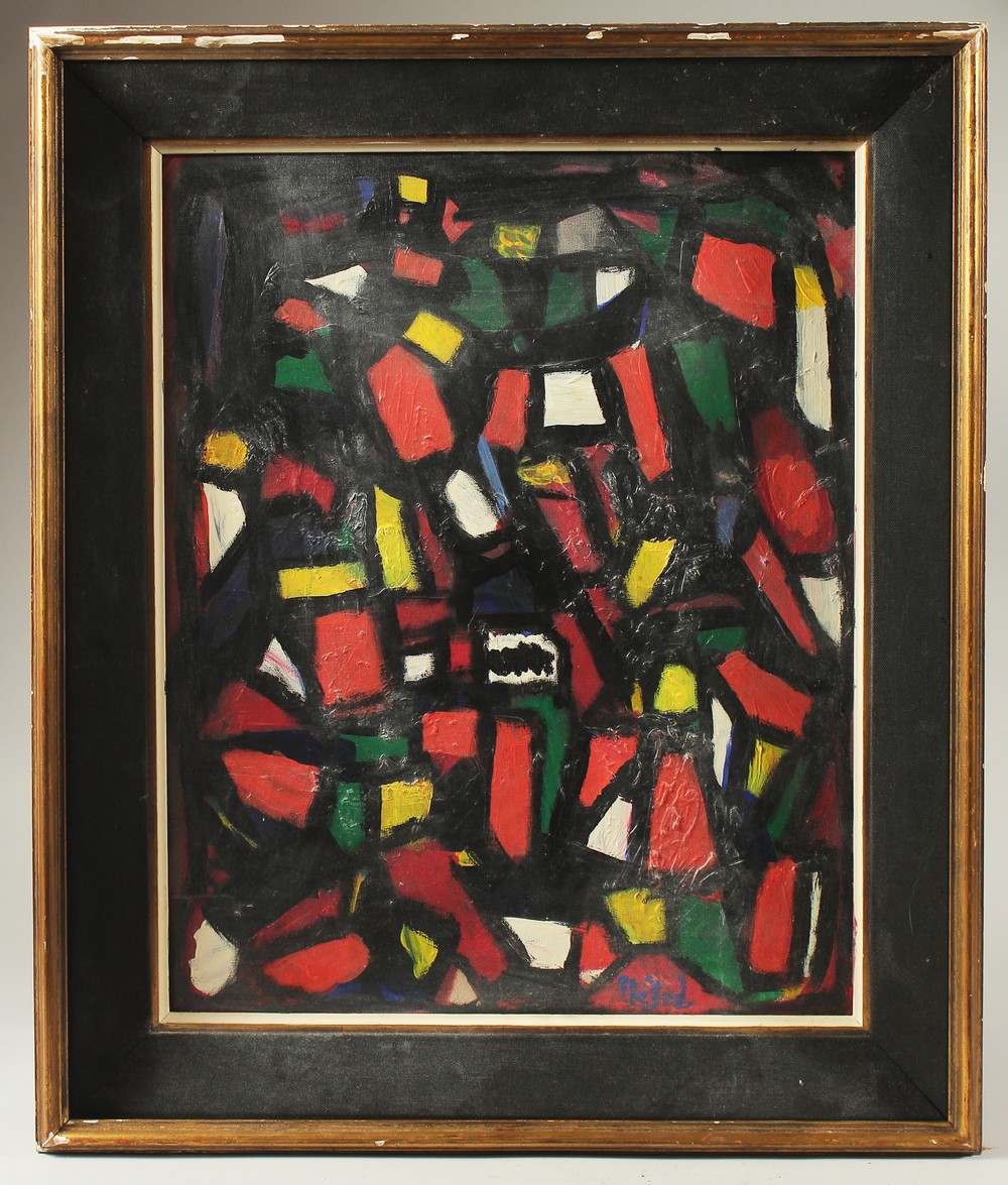 NEJAD DEVRIM (1923-1995, TURKISH): ABSTRACT COMPOSITION, signed lower right, verso inscribed '