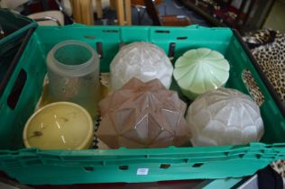 A large quantity of Art Deco and other glass shades.