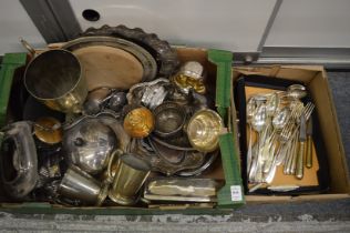 A quantity of plated items to include flatware.