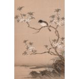 Chinese School, 20th Century, bird on a branch, colour woodcut, 11.75" x 7.5" (30 x 19cm), and