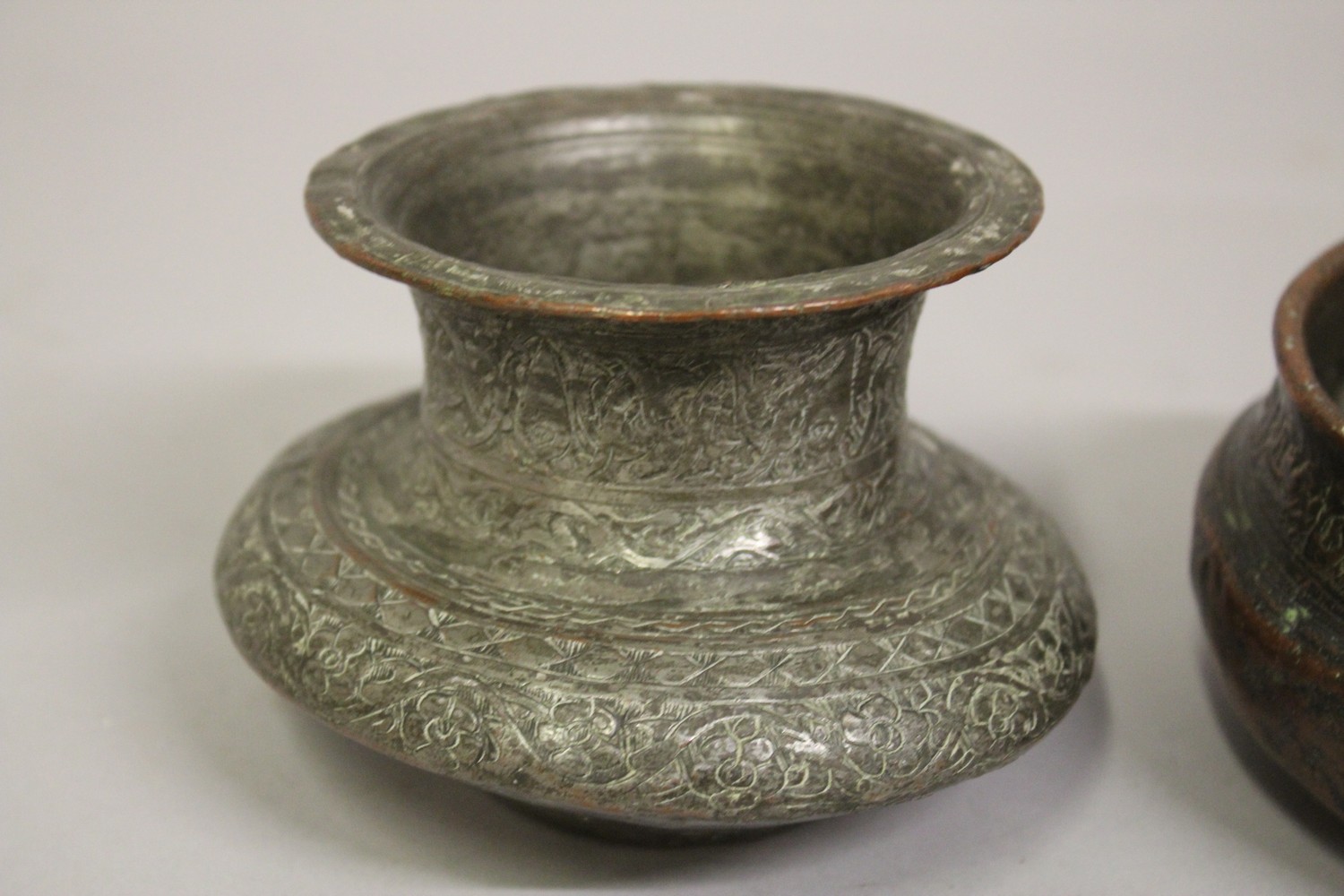 TWO SMALL PERSIAN 17TH CENTURY SAFAVID COPPER BOWLS, (2). - Image 3 of 6