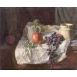 Georges Weissbort (1928-2013), a still life featuring grapes and an apple, oil on canvas laid