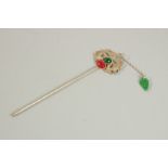 A CHINESE JAPU HAT PIN. 16cm long.