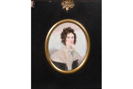 Attributed to Frederick Buck (1771-1840), Irish, a miniature portrait of a lady thought to be Anne - Image 2 of 3