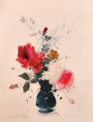 Andre Petroff (1894-1975), a still life of mixed flowers in a green vase, oil on board, 32