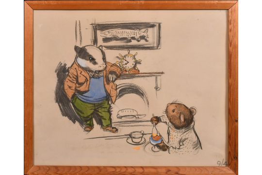 John Worsley (1919-2000), an illustration of Badger and the Rat for 'Wind in the Willows', drawn for - Image 2 of 3