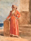 Circle of Amadeo Preziosi, 'Two Parganote Women. The Queen and .........', watercolour, 6.75