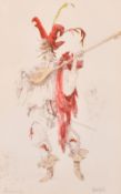 Peter Rice (b. 1928), 'Scaramuchio', ink and wash costume design for a theatre production,
