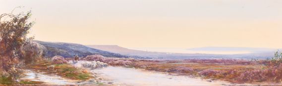 John White (1851-1933), a pair of watercolour scenes of figures in a moorland landscape,