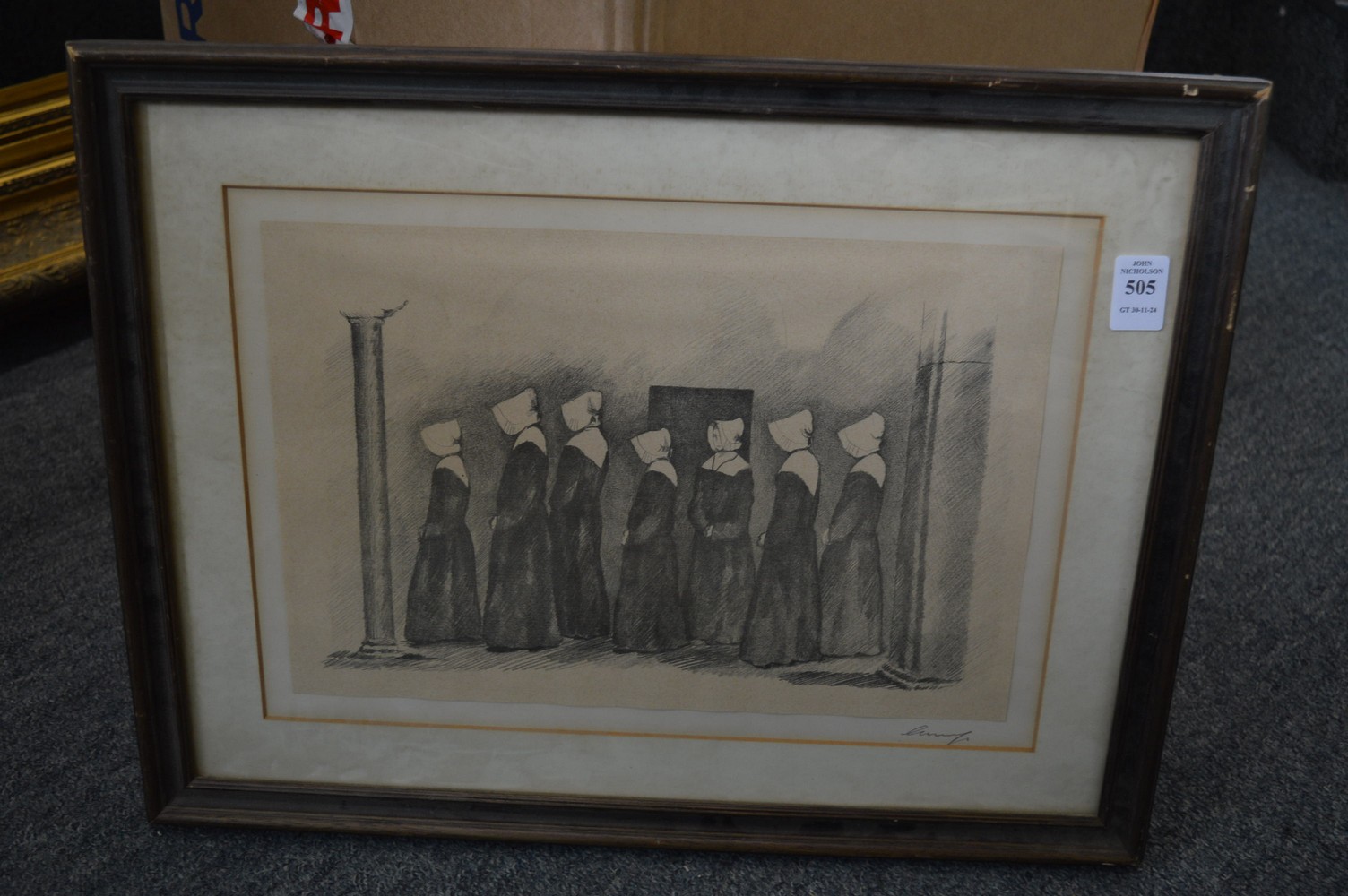 A print of nuns.