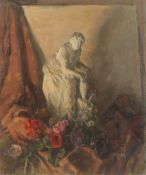 GEORGE WEISSBORT (1928 - 2013). A Parian classical female figure. Unframed, canvas on board. 18