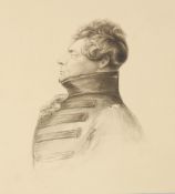 EARLY 19TH CENTURY ENGLISH SCHOOL. Bust Portrait of George IV, watercolour. Unframed, 4.5