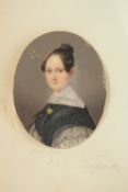19TH CENTURY FRENCH SCHOOL. Bust Portrait of a Lady, watercolour. Inscribed on mount 