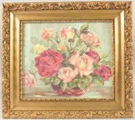 DOROTHY MATHER (20TH CENTURY). A Still Life of Roses, oil on board. Signed, 12