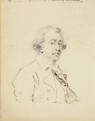ATTRIBUTED TO JOSHUA REYNOLDS (1723 - 1792) BRITISH. A Self Portrait, pencil and ink. Unframed, 4.