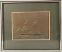 English School, Circa 1900, a three masted steam clipper, watercolour, 9