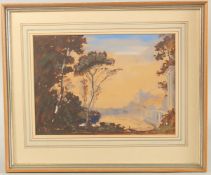 Circle of Felix Kelly (c.1950's) a classical set design, landscape with classical buildings,