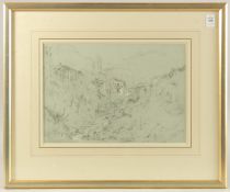 William Oliver Snr (1804-1853) 'Anfo , near Lago d' Iseo, Italy', pencil heightened with bodycolour,