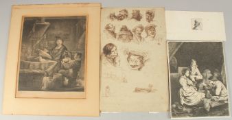 REMBRANDT 1639 and three other engravings.