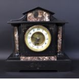 19th century black slate & marble mantel clock