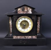 19th century black slate & marble mantel clock