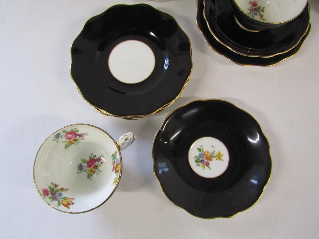 Collection of cups and saucers includes Foley black and gold floral trios, Royal Sutherland (5 - Image 3 of 8