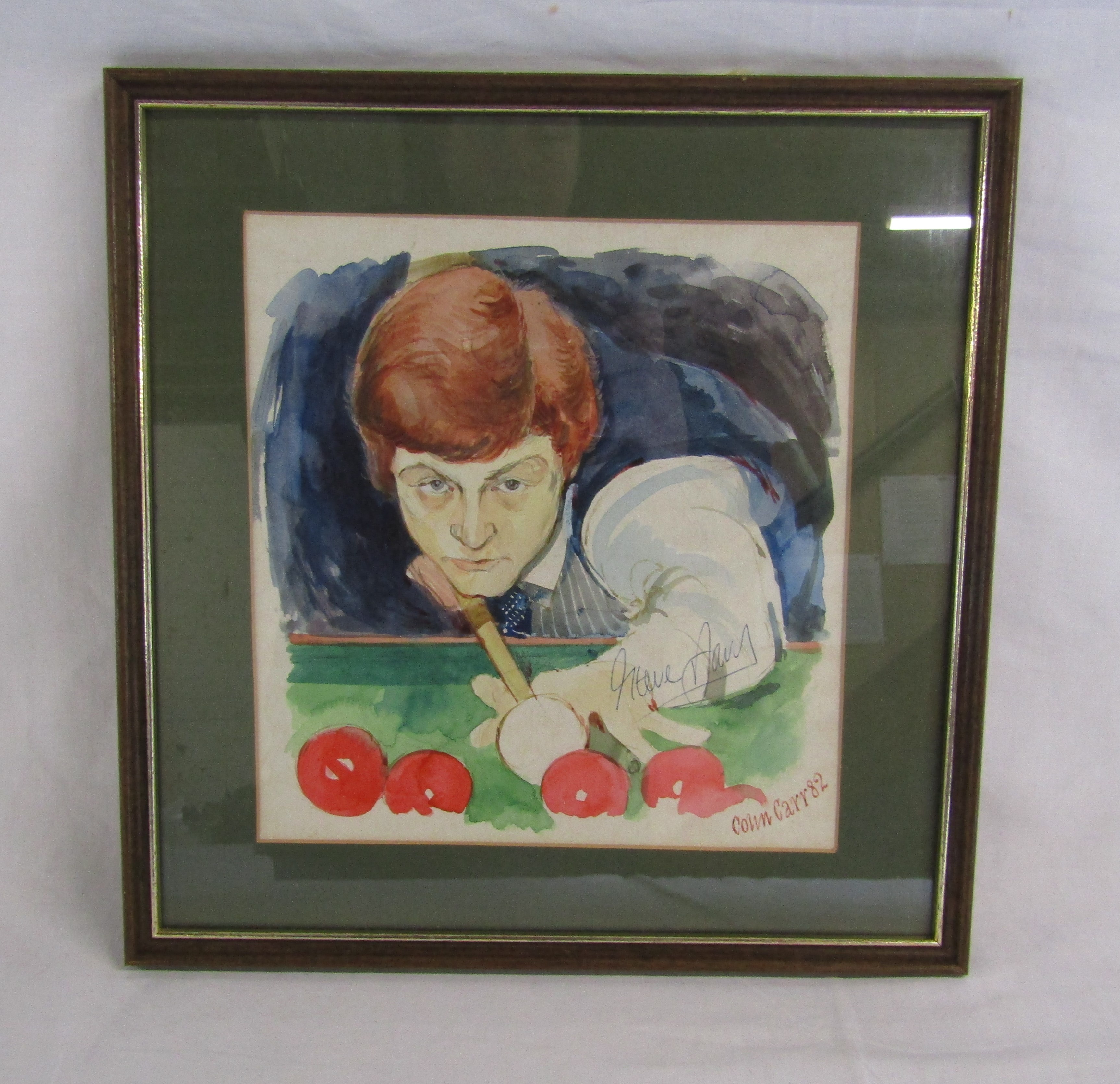 Original Colin Carr watercolour 'Steve Davis' autographed by Steve Davis and signed Colin Carr - Image 2 of 5