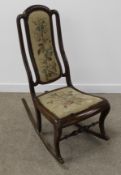 Mahogany framed rocking chair with needlepoint upholstery