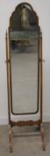 Early 20th century cheval mirror Ht 156cm