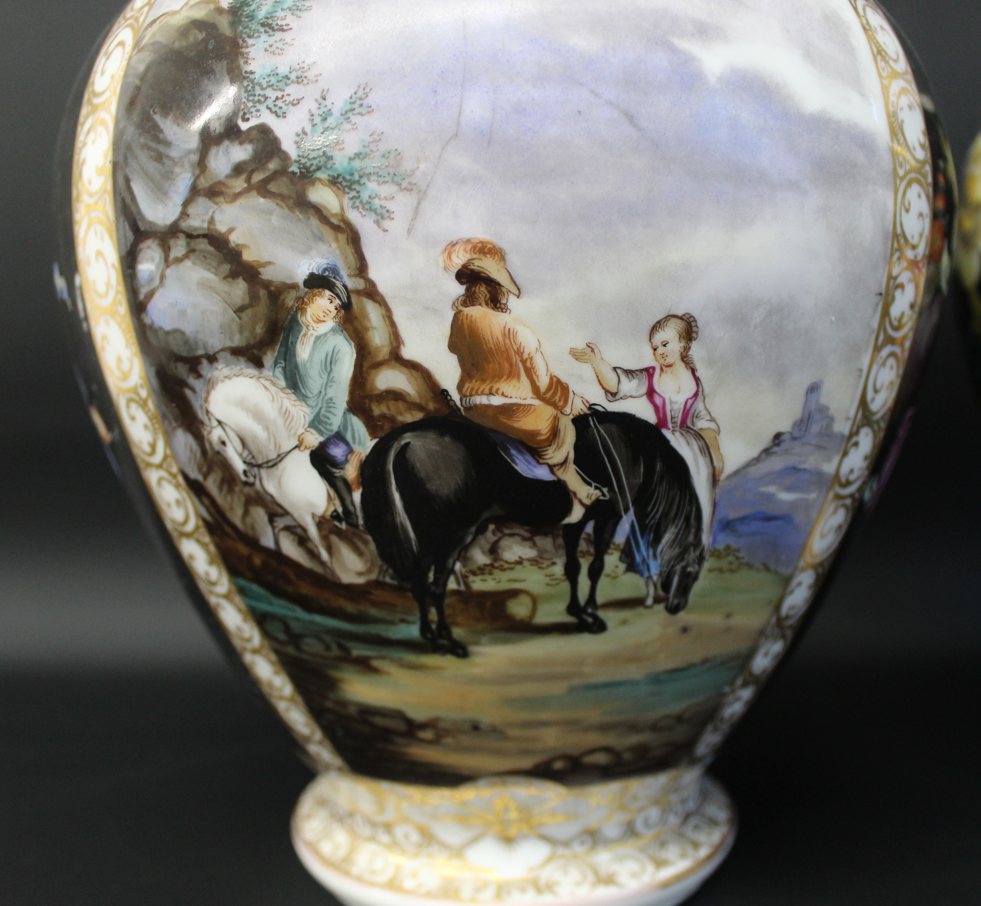 Pair of large 19th century Augustus Rex porcelain jars and covers, each with polychrome decoration - Image 2 of 9