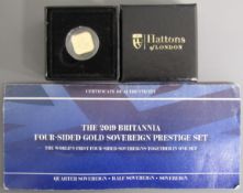 2019 Britannia four sided 1/4 gold sovereign