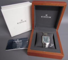 Edox 'Les Bemonts' cased gentleman's watch with date aperture, 27026 No 160206