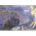 Marc Chagall Modernist figural lithographic print published in New York printed in West Germany 1977