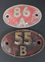 (Railwayana) 2 locomotive shed plates 86A Cardiff & 55B Stourton