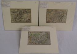 3 Pieter Van Den Keere c.1627 hand coloured maps - Hertfordshire, Northamptonshire and Suffolk -