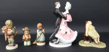 3 Goebel figurines "Little Sweeper", "Little Scholar" & kneeling boy, Coalport figurine (