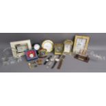 Collection of clocks, watches, cufflinks and glassware includes etched crystals of Rome, 'Victory'