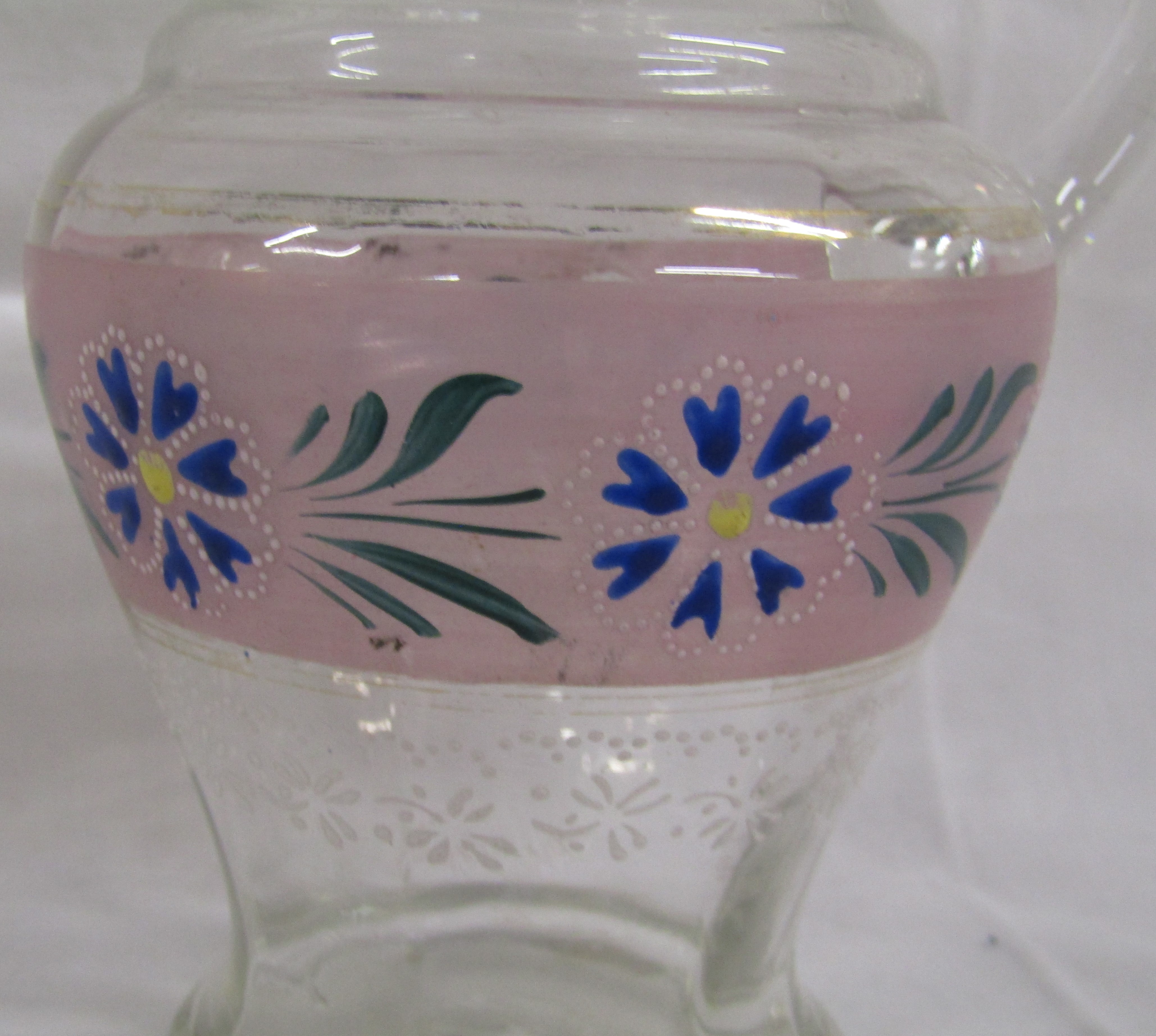 Hand painted glass jug - approx. 17cm tall - Image 2 of 2