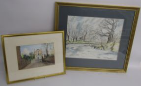 J.M Brookes framed watercolour 'Suffolk House - Westgate' Louth, approx. 46cm x 37cm and D