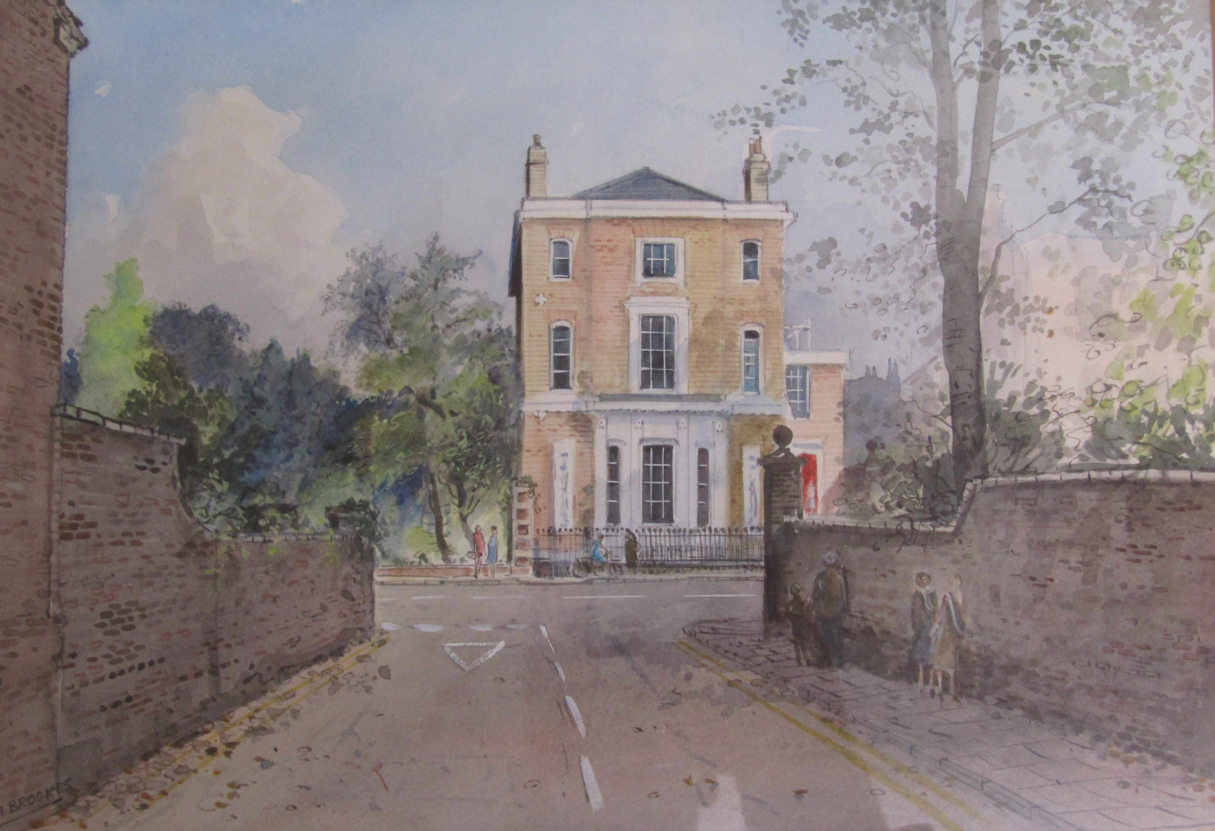 J.M Brookes framed watercolour 'Suffolk House - Westgate' Louth, approx. 46cm x 37cm and D - Image 2 of 5