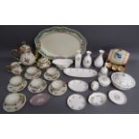 Lilac Wedgwood trinket tray, Pink Garland and Mirabelle trinket trays, miniature vases etc, Bavarian