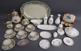 Lilac Wedgwood trinket tray, Pink Garland and Mirabelle trinket trays, miniature vases etc, Bavarian