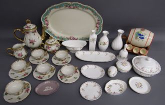 Lilac Wedgwood trinket tray, Pink Garland and Mirabelle trinket trays, miniature vases etc, Bavarian