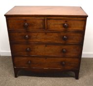 Early 19th century mahogany chest of drawers on splayed bracket feet - approx. L 103cm x W 51cm x
