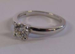 18ct white gold round brilliant cut diamond solitaire ring, VS2 H  0.57ct - ring size J/K - total