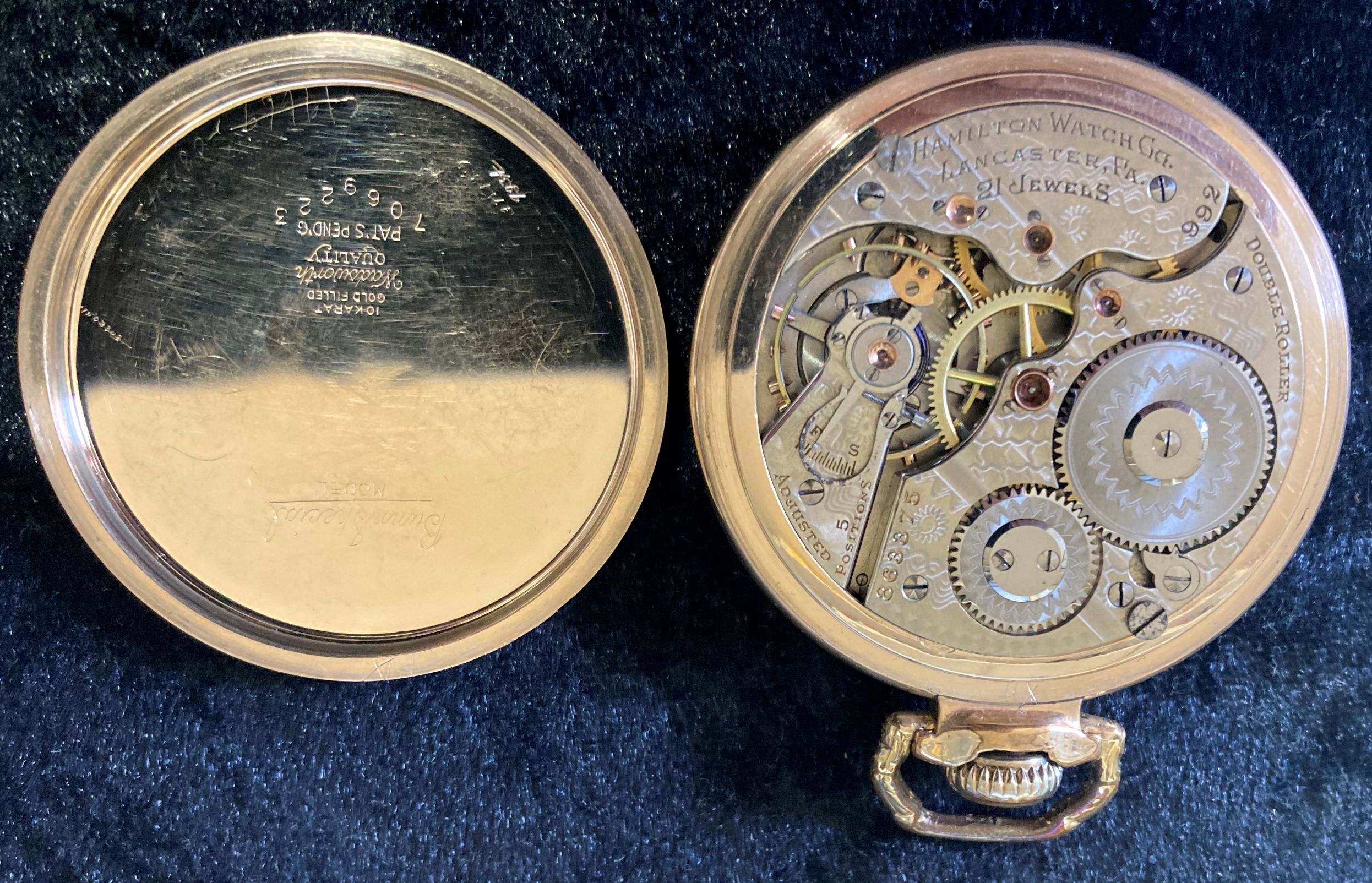 Hamilton Railway Special gold plated screw case pocket watch with Montgomery dial. Approx. - Image 3 of 4