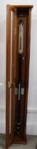 Teak cased marine barometer - case measures 16.5 cm w x 13.5cm d x 118cm h