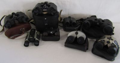 Collection of binoculars includes - Carl Zeiss Jena Jenoptem, Bushnell, USSR theatre, Zennox,